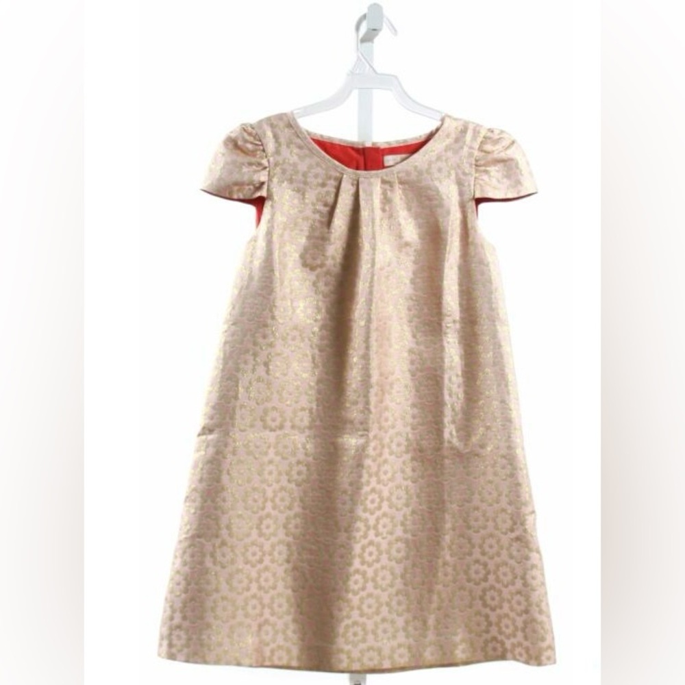 Mini Boden Party Dress in Pale Pink with Gold Flower Pattern